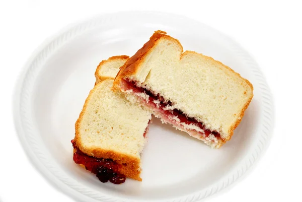 Sandwich de jalea cortado por la mitad — Foto de Stock