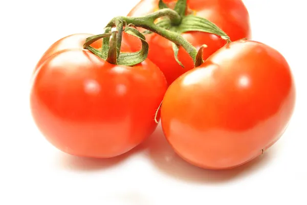 Tomates vermelhos perfeitos isolados sobre branco — Fotografia de Stock