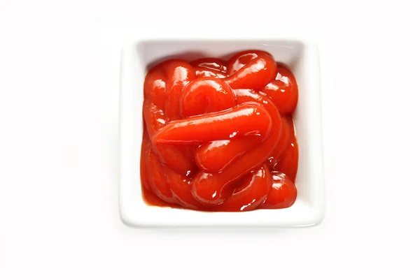 Creamy Catsup in a Square Bowl — Stock Photo, Image