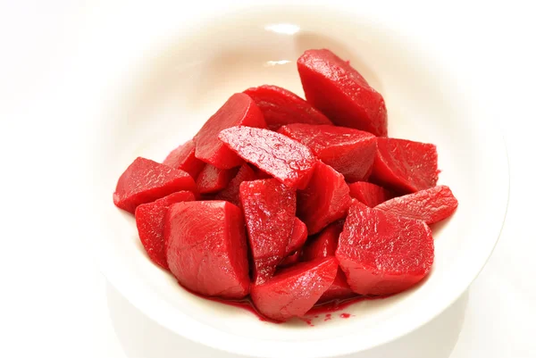 Cut Beets in a White Bowl — Stock Photo, Image