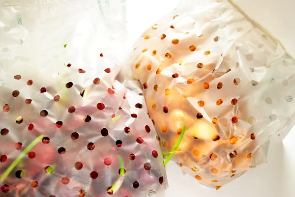 Żarówki pakowane cebuli czerwony i żółty — Zdjęcie stockowe