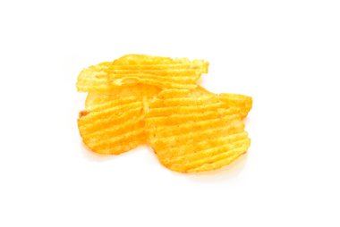 Baharatlı patates cipsi beyaz bitti izole
