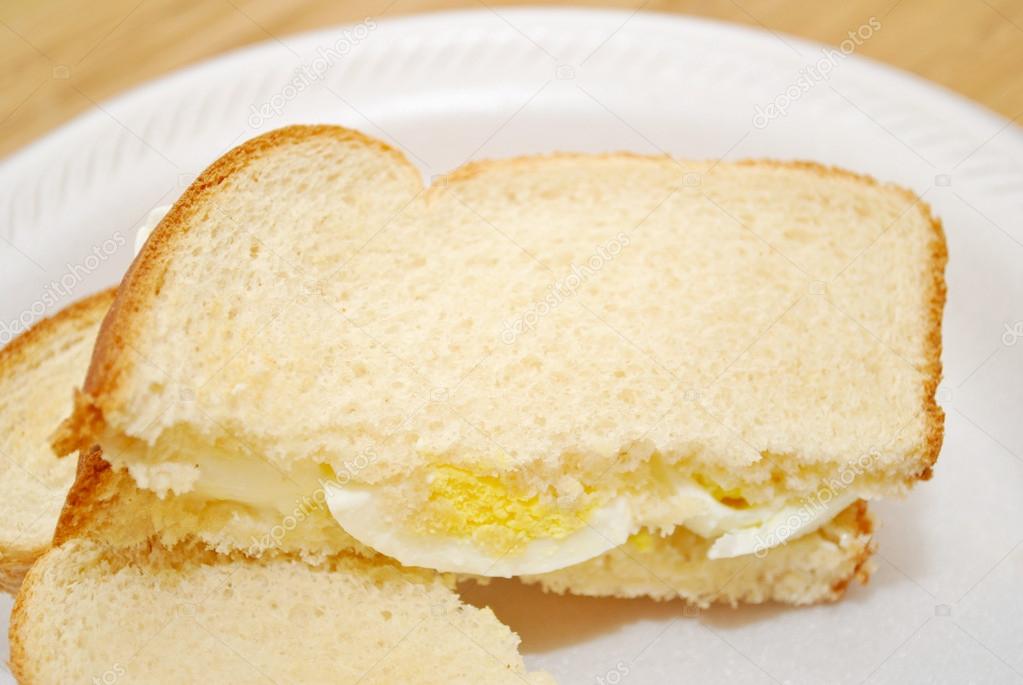 Sliced Egg Sandwich on White Bread