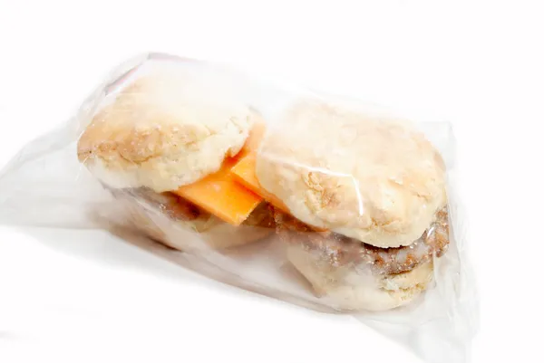 Packaged, Frozen Sausage and Cheese Sandwich — Stock Photo, Image