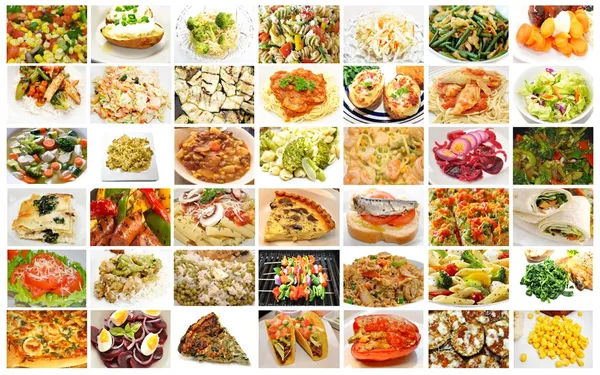 Different Meals Containing Healthy Vegetables Collage — Stock Photo, Image