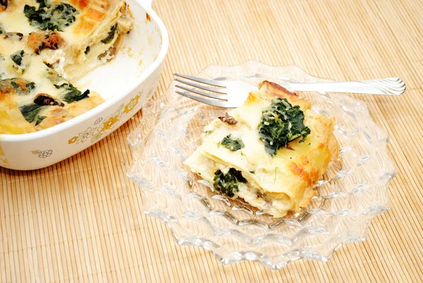 Healthy Spinach Lasagna Ready to Eat — Stock Photo, Image
