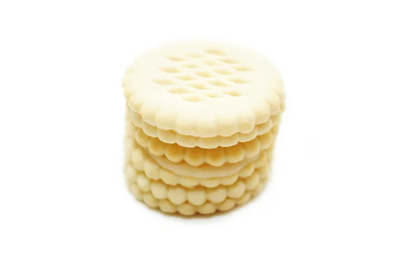 Una pila di biscotti alla vaniglia Wafer su bianco — Foto Stock