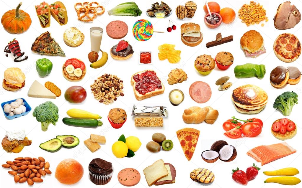 Random Foods Collage Isolated Over White