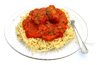 Plate of Spaghetti with Meat clipart