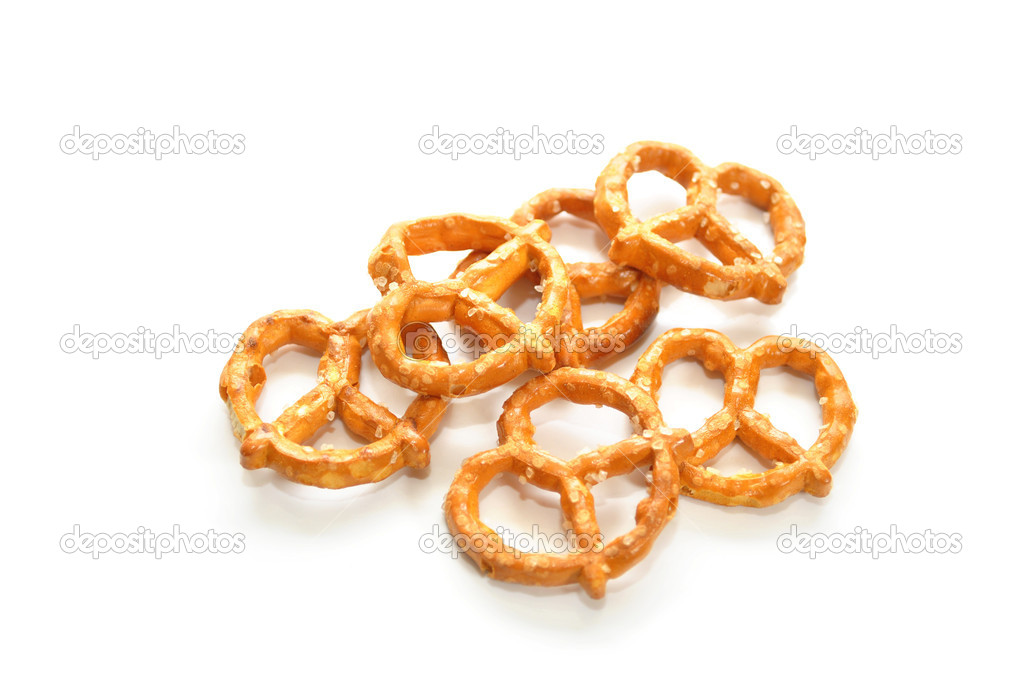 Six Pretzels Isolated Over a White Background