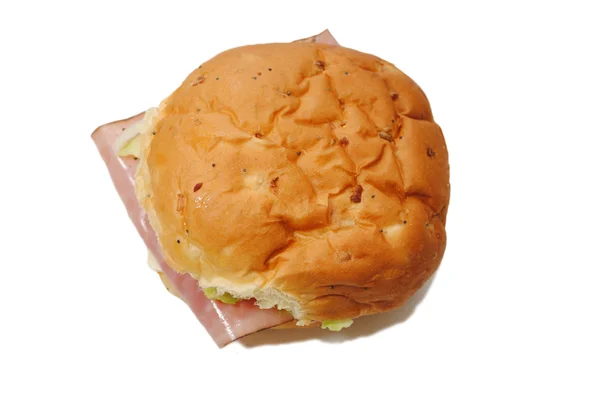 Сэндвич с ветчиной на белом фоне — стоковое фото