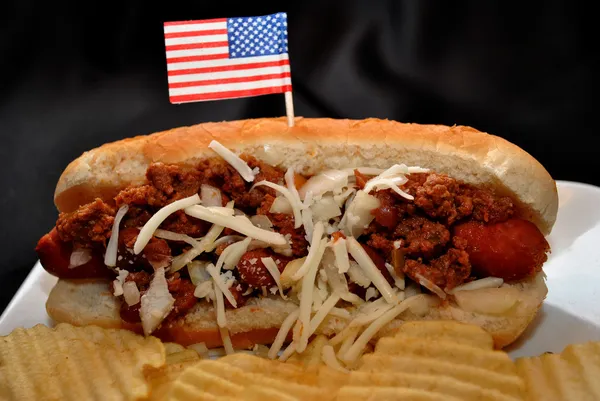 American Chili Dog Lunch — Stock Photo, Image