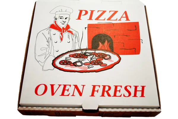 Rychlé občerstvení pizza koláč box na bílém pozadí — Stock fotografie