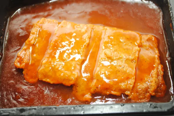 Primer plano de una empanada de cerdo deshuesada procesada — Foto de Stock