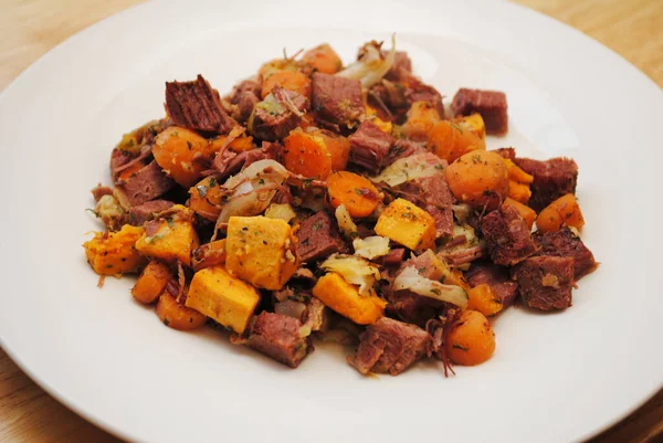 Corned Beef Hash Sweet Potato Carrots — Stock Photo, Image