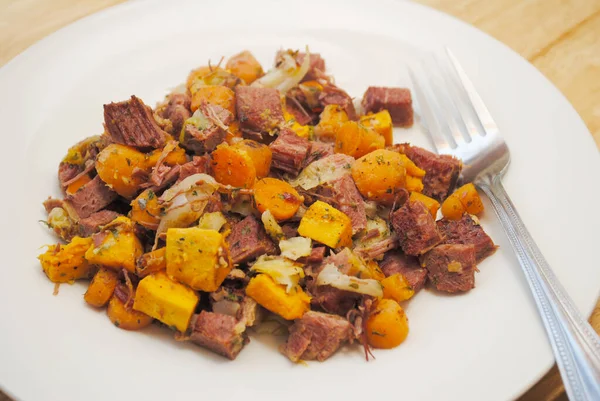 Corned Beef Hash Sweet Potato Carrots — Stock Photo, Image