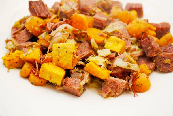 Corned Beef Hash Sweet Potato Carrots — Stock Photo, Image