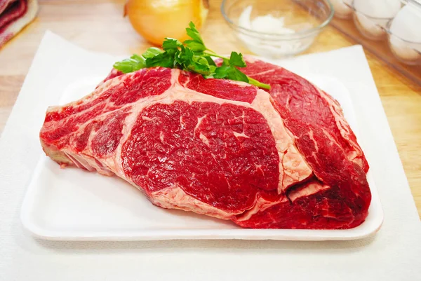 Two Raw Prime Rib Steaks Ready Prepared — Stock Photo, Image