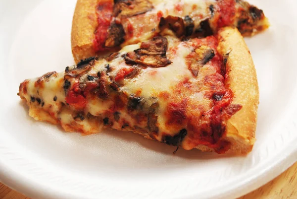 Formaggio Funghi Pizza Fette Torta — Foto Stock