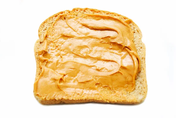 Peanut Butter Spread Wheat Bread — Stock Photo, Image