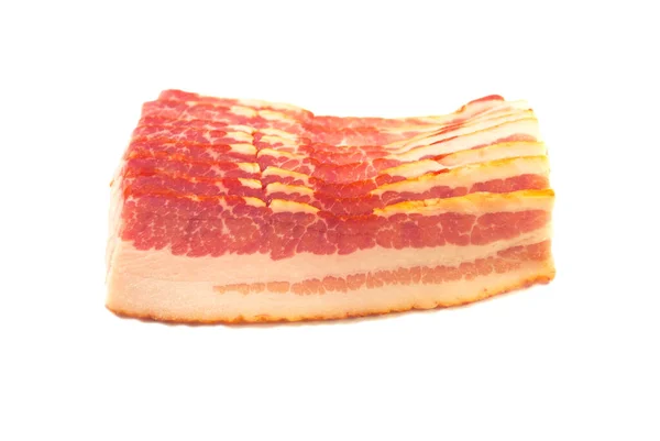 Raw Bacon Geïsoleerd Een Witte Achtergrond — Stockfoto