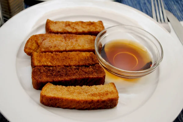 French Toast Sticks Breakfast Maple Syrup — Stock Photo, Image
