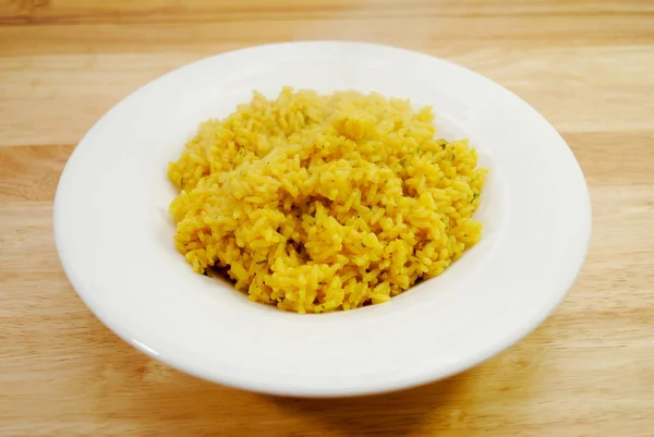 Side Dish Steaming Herb Yellow Rice — Stock Photo, Image