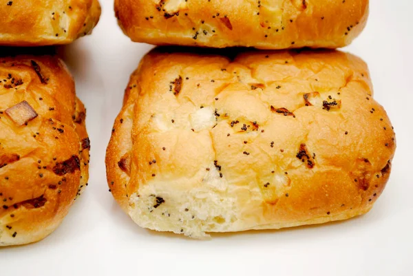 Close Onion Rolls White Platter — Stock Photo, Image