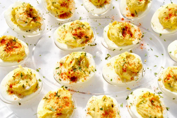 Huevos Duros Diabólicos Como Una Deliciosa Comida Picnic — Foto de Stock