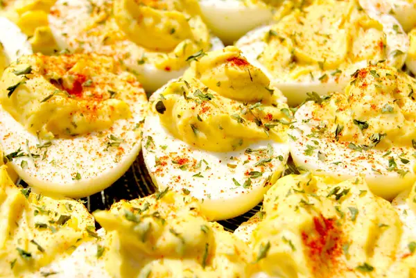 Picnic Deviled Eggs Sunny Summer Day — Stock Photo, Image