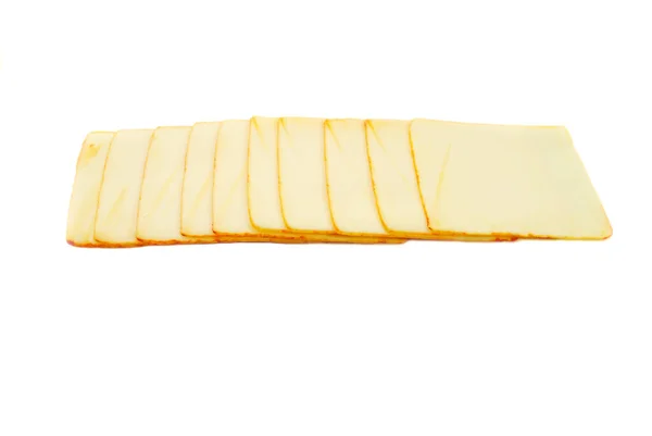 Snijd Muenster Cheese Een Witte Achtergrond — Stockfoto