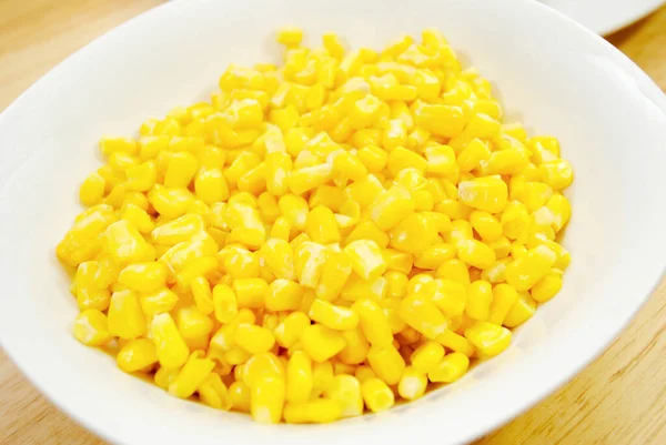 Side Dish Sweet Yellow Corn White Bowl — Stock Photo, Image