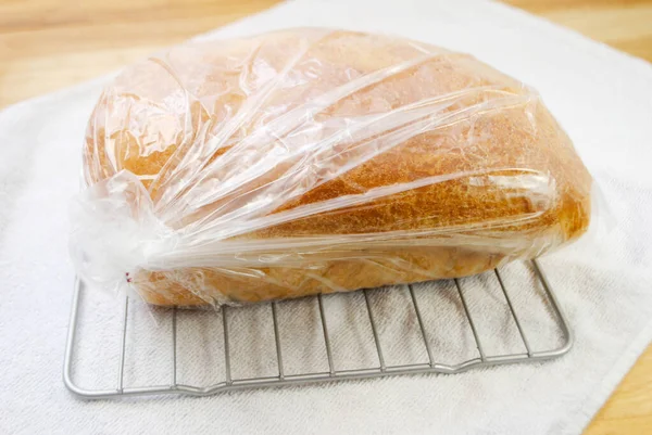 Fresh Baked Bread Plastic Storage Bag — Stock Photo, Image