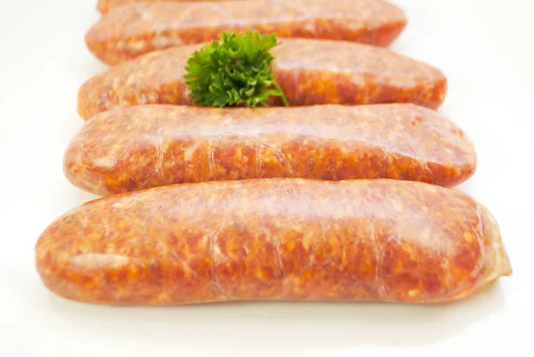 Raw Hot Spicy Italian Sausage Links — Stock Photo, Image