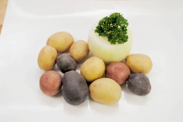 Κοντινό Πλάνο Πατάτες Τρία Χρώματα — Φωτογραφία Αρχείου