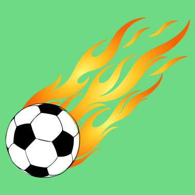 Yeşil Arkaplan Üzerindeki Ateşli Soccerball