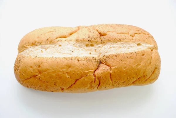Bir Taze Somun Beyaz Üzerine Talyan Ekmek — Stok fotoğraf