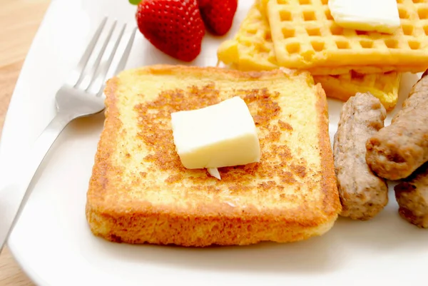 Fried French Toast Served Plate Butter — Stock Photo, Image