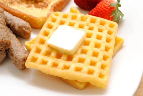 Close Waffles Butter Top — Stock Photo, Image