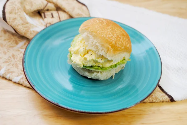 Slider Egg Salad Sandwich Lettuce Served Plate — Stock Photo, Image