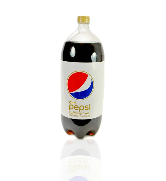 Diéta Pepsi Koffeinmentes Literes Üveg Szóda Izolált Egy Fehér Háttér — Stock Fotó