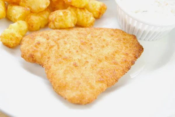 Breaded Haddock Fish Part Quick Dinner — Stock Photo, Image