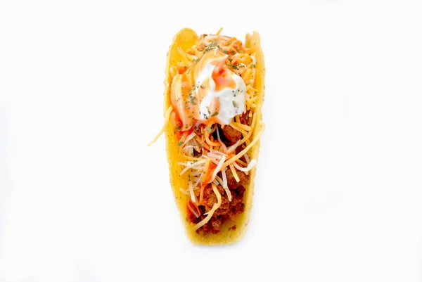 Beyaz Arkaplanda Yapımı Taco Zole Edildi — Stok fotoğraf