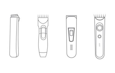 Saç kesme makinesi, hat vektör görüntüsünü izole etti. Saç kırpıcı lineer simgesi. Elektrikli saç kesme makinesi. Saç kesme makinesi. Profesyonel erkek saç stili. İnce çizgili çizim. Contour sembolü. Vektör izo