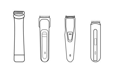 Saç kesme makinesi, hat vektör görüntüsünü izole etti. Saç kırpıcı lineer simgesi. Elektrikli saç kesme makinesi. Saç kesme makinesi. Profesyonel erkek saç stili. İnce çizgili çizim. Contour sembolü. Vektör izo