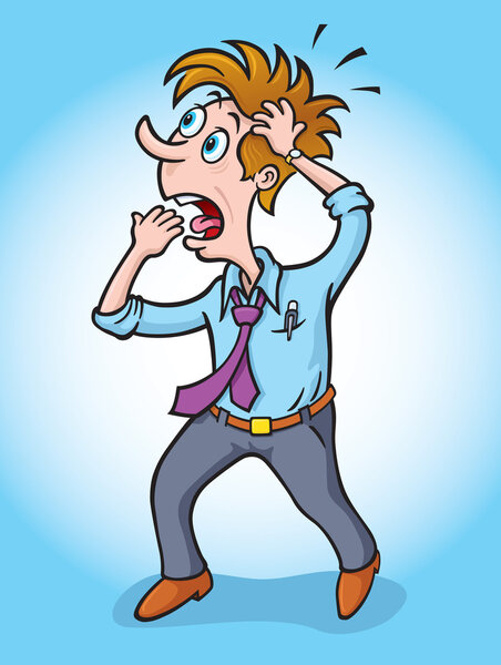 Паникующий офисный работник
