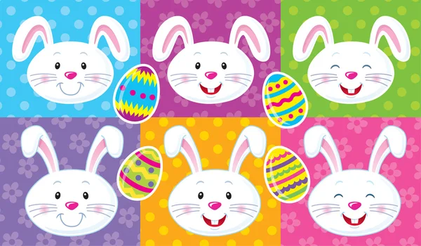 Cuter Easter Bunny Faces and Easter Eggs — Stock Photo, Image