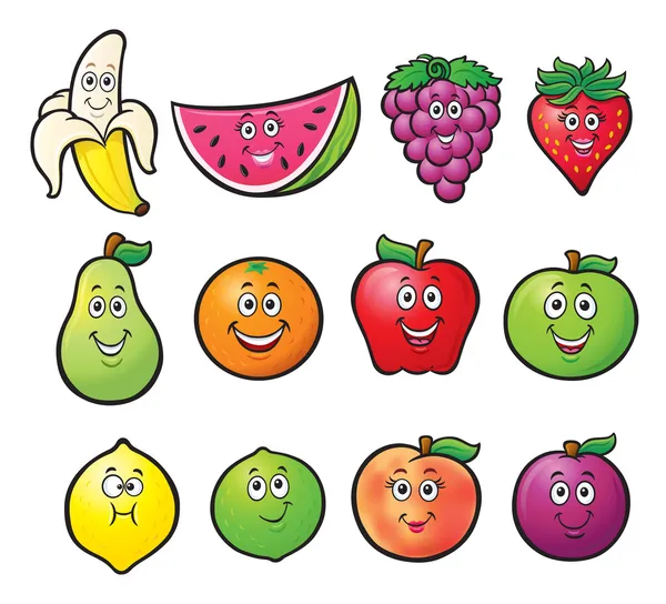 Twelve Cartoon Fruit Characters — Stock Photo, Image