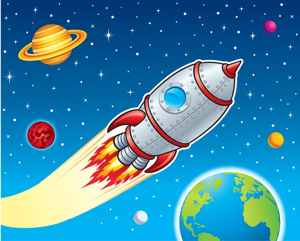Rocket Ship Blasting Through Space — Stock Photo, Image