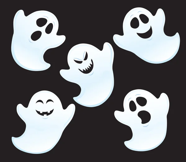 Пять призраков с необычными выражениями — стоковое фото